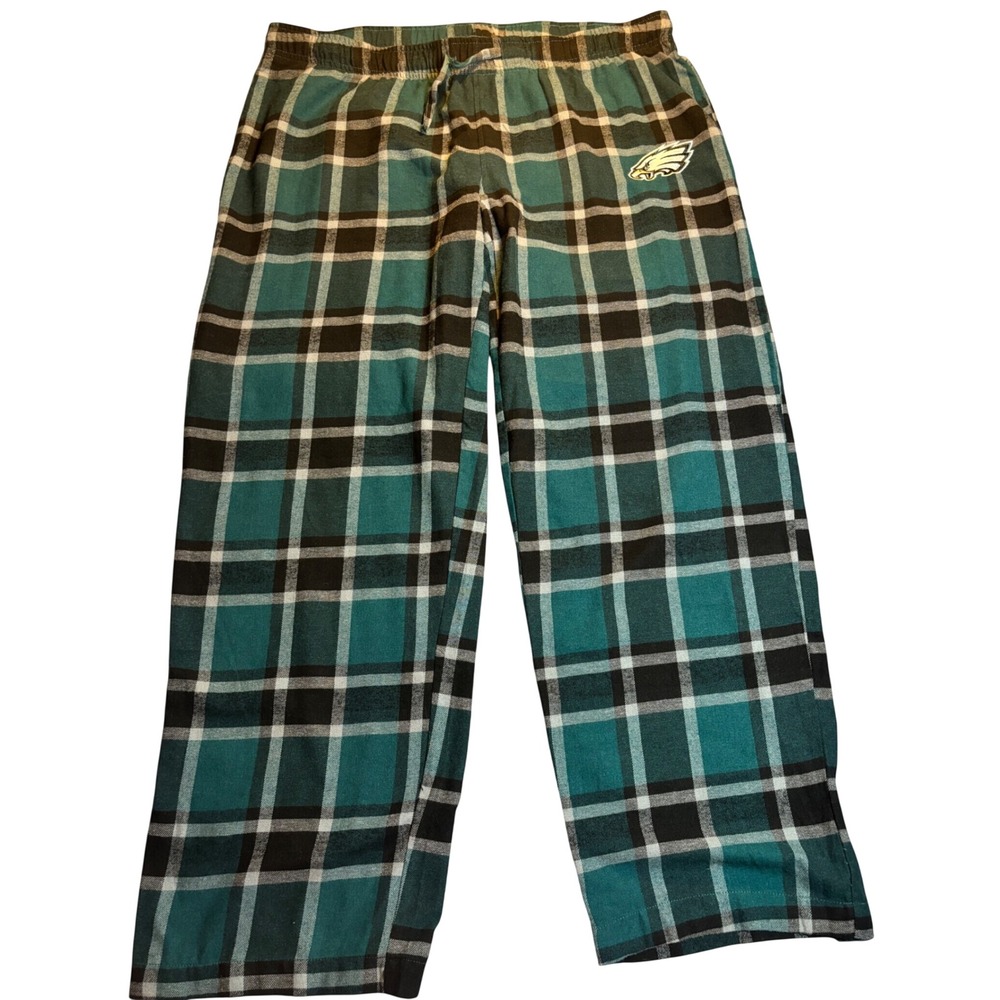 NFL Team Apparel Philadelphia Eagles Pajama Pants Men's Green Excellent Plaid XL